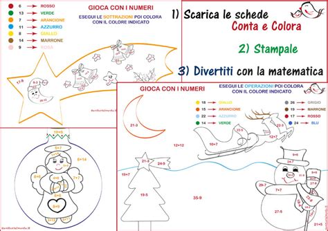 Conta e colora con disegni di Natale: addizioni e sottrazioni ...