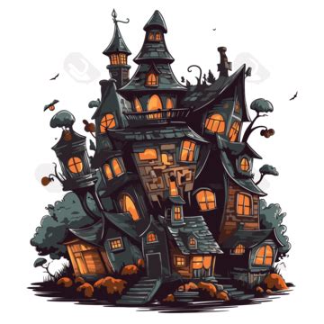 Halloween Town Vector, Sticker Clipart Cartoon Halloween Town, Sticker, Clipart PNG and Vector ...