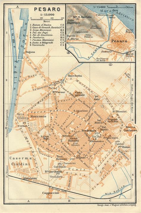 1909 Pesaro Italy Antique Map by Figure10 on Etsy