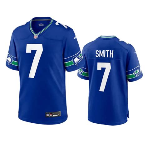 Seattle Seahawks Geno Smith Royal Throwback Game Jersey - Jerseyok Shop