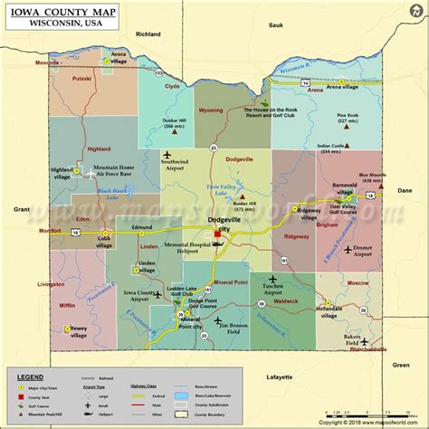 Iowa County Map, Wisconsin