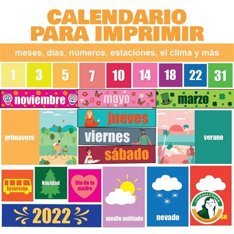 Spanish Bulletin Board Print Calendar (Calendario Escolar para Imprimir) | Interactive book, New ...