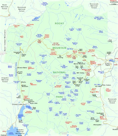 Map of Rocky Mountain National Park, Colorado