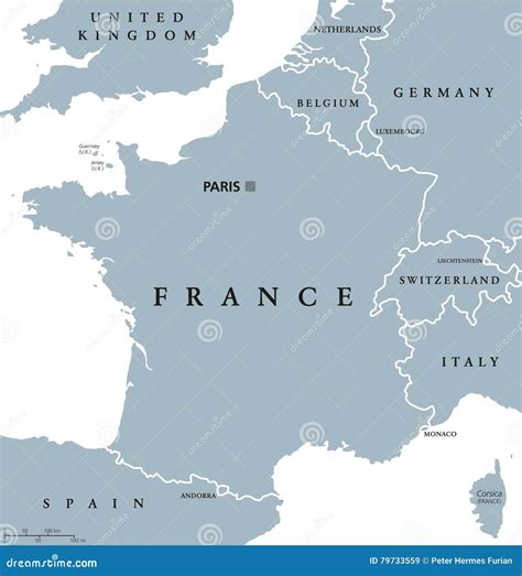 France - Political Map, Red Country Shape, Borders Stock Illustration | CartoonDealer.com #189865474