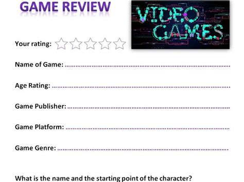 Gaming Studies Video Game Review | Teaching Resources