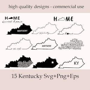 Kentucky SVG Bundle, Silhouette, Kentucky State Clipart, Kentucky Home ...