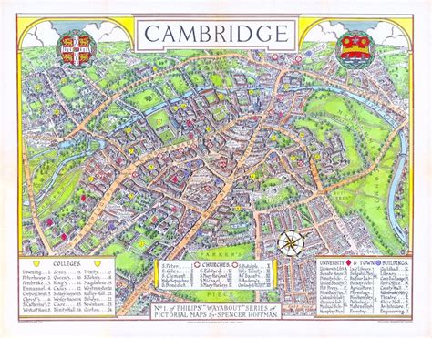 CAMBRIDGE University Map ENGLAND Vintage Wall Art Campus - Etsy