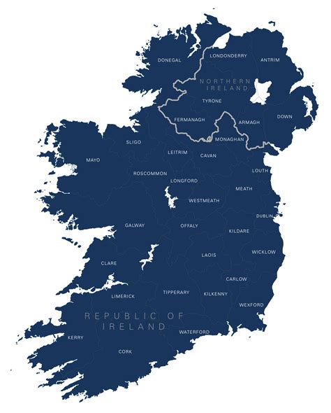 Counties map of Ireland - Maproom