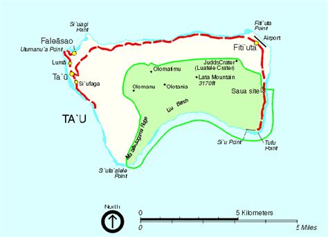 Map of the Tau Island - American Samoa