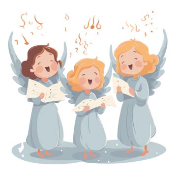 Angels Singing Vector, Sticker Clipart Three Angels Singing With Music ...