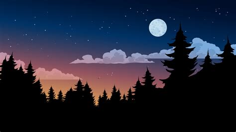 Beautiful forest night horizon. Pine tree silhouette and moonlight 4865251 Vector Art at Vecteezy