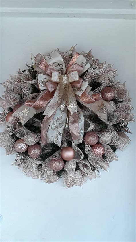 Rose Gold Christmas Wreath Rose Gold Christmas Wreathsrose - Etsy