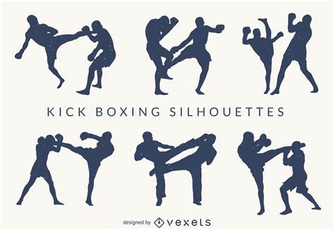 Kick-boxing Silhouettes Set Vector Download