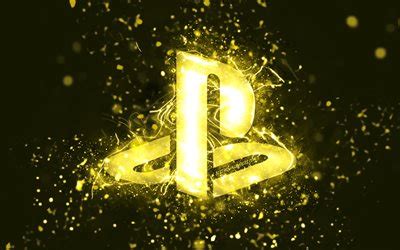 Download wallpapers PlayStation yellow logo, 4k, yellow neon lights, creative, yellow abstract ...