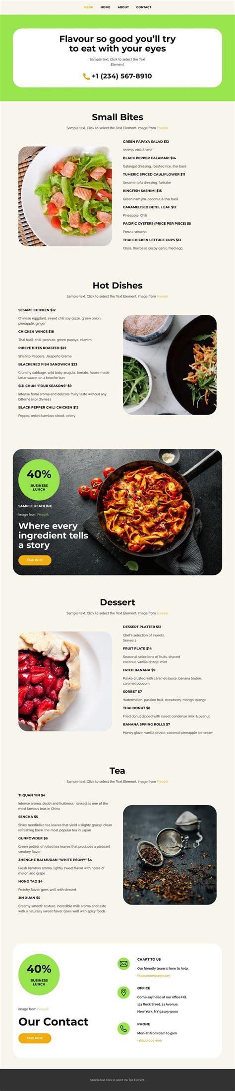 Our Menus HTML Template