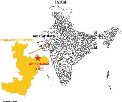 Ahmedabad city located in Ahmedabad district in the western Indian ...