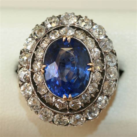 Antique sapphire and diamond engagement ring