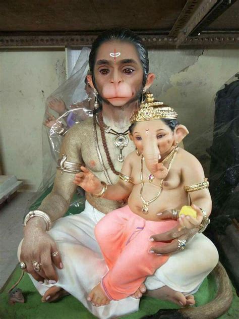 Ganapati and Hanuman Sri Ganesh, Ganesha Art, Lord Ganesha, Shri ...