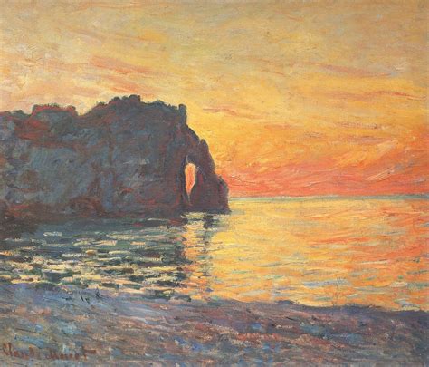 Etretat, la falaise d'Aval, effet de soleil couchant (C Monet - W 1015a),1885. Artist Monet ...