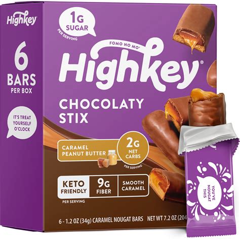 Buy HighKey Sugar Free Chocolate Caramel Candy Bar - Keto Snacks Peanut Butter Nougat Bars ic ...
