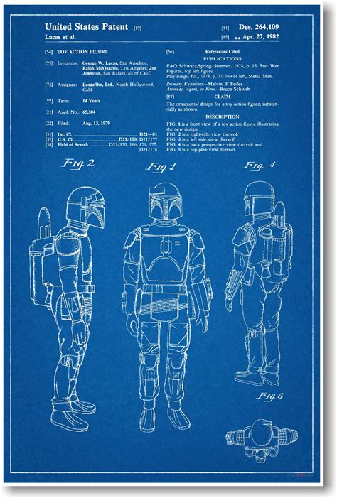 Boba Fett Patent - NEW Famous Invention Star Wars Blueprint Poster- Buy ...