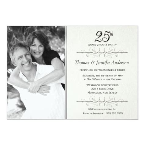 Elegant 25th Wedding Anniversary Party Invitations | Zazzle