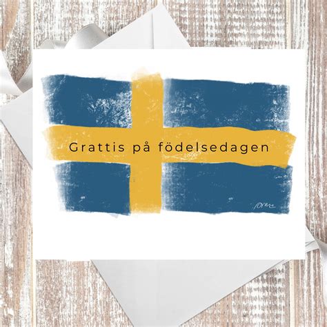 Swedish Flag Happy Birthday Greeting Card Grattis På | Etsy