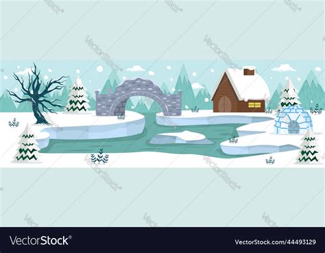 Arctic landscape north pole background Royalty Free Vector