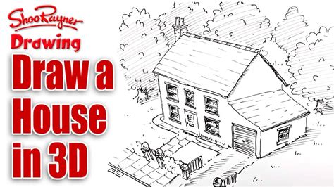 How to draw a House in 3d - bird's eye view - YouTube