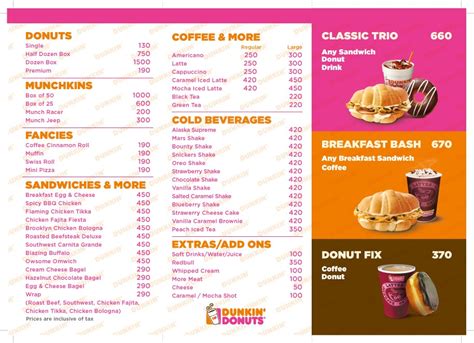 Dunkin Donuts Karachi Menu 2022