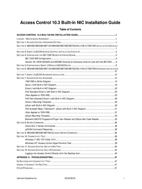 Fillable Online Access Control Built-in NIC Installation Guide Fax Email Print - pdfFiller