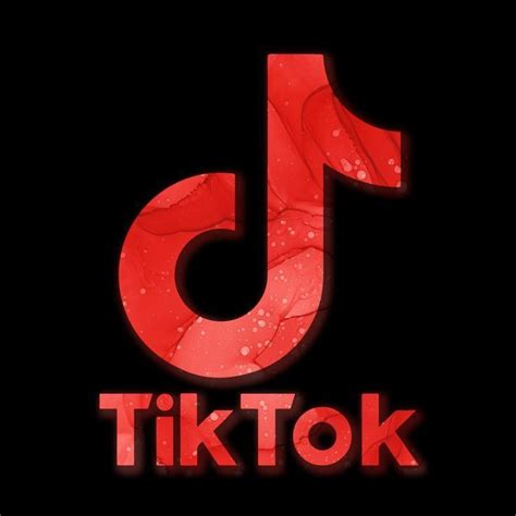 TikTok Logo in Red and Black with Water Droplets