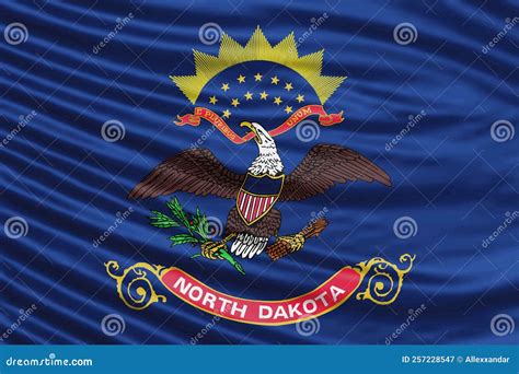 North Dakota State Flag Wave Close Up, North Dakota Flag Stock Image ...