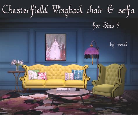 Garden Breeze sims 4 — Chesterfield Wingback Chair and Sofa for Sims 4 ...