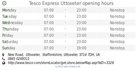 Tesco Express Uttoxeter opening times, New Road, Uttoxeter, Staffordshire