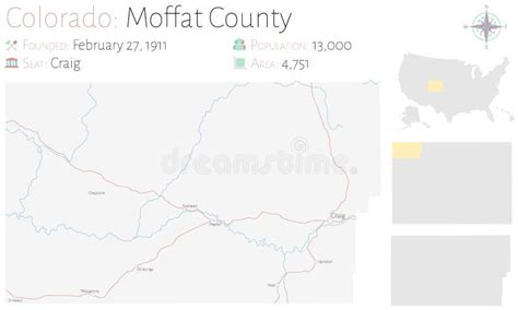 Map of Moffat County in Colorado Stock Vector - Illustration of roads ...