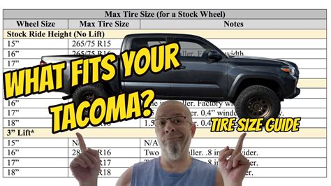 Toyota Tacoma Tire Size Chart