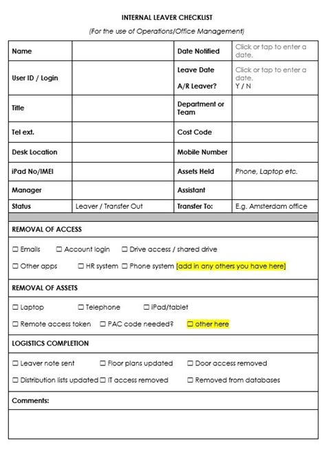 Leaver Checklist — The Office Management Group