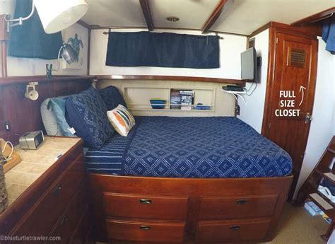 Tour inside our cozy live aboard trawler | Blue Turtle Trawler | Built in seating, Cabin doors ...