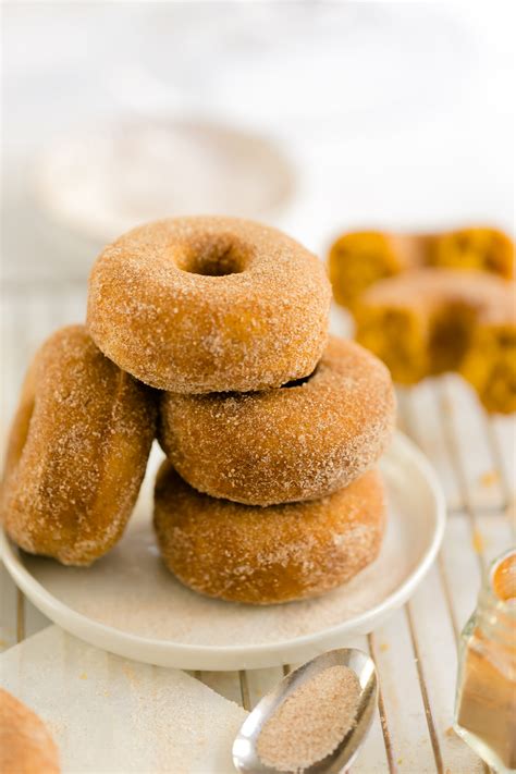 Lighter Baked Pumpkin Donuts with Cinnamon Sugar Coating - Andie Mitchell