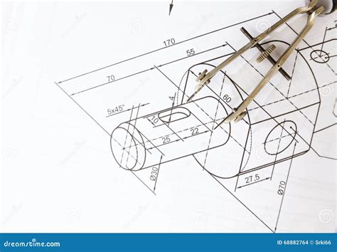 Technical drawing compass stock photo. Image of tool - 68882764