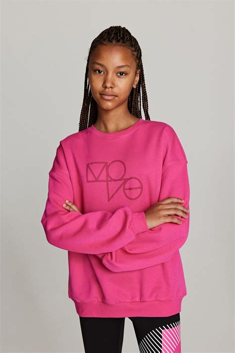 Sports Sweatshirt - Round Neck - Long sleeve - Bright pink - Kids | H&M CA