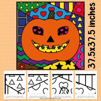 Halloween Color By Number Pumpkin Collaborative Poster Pop Art Coloring ...