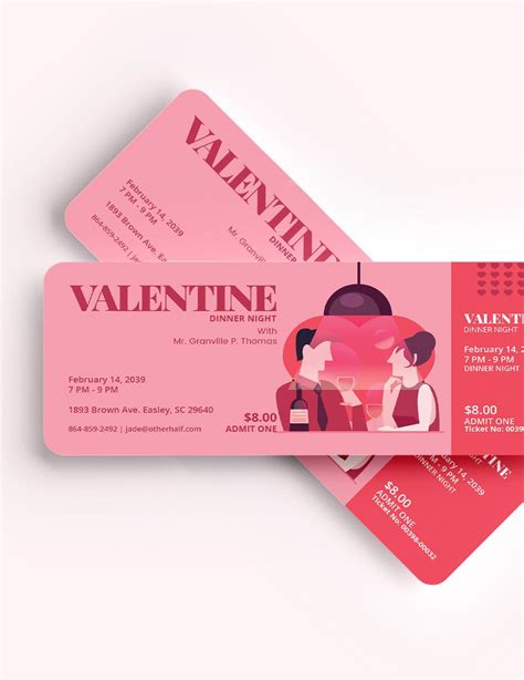 Valentine Dinner Ticket Template in Publisher, Photoshop, Word, Illustrator, Pages - Download ...