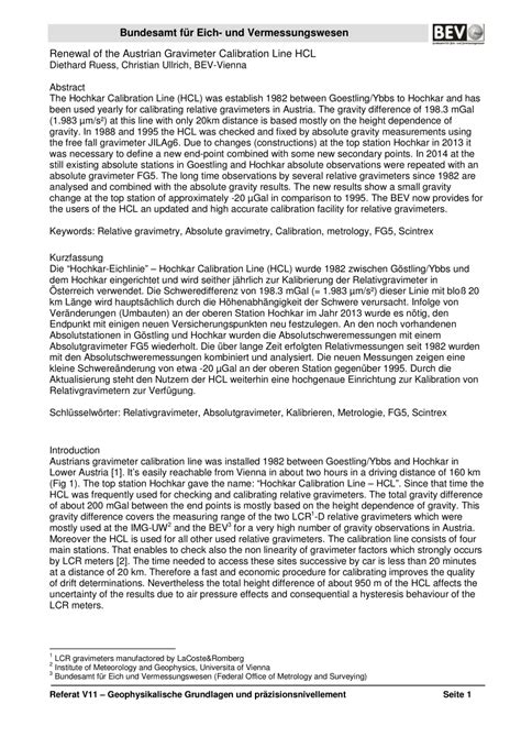 (PDF) Renewal of the Austrian Gravimeter Calibration Line HCL