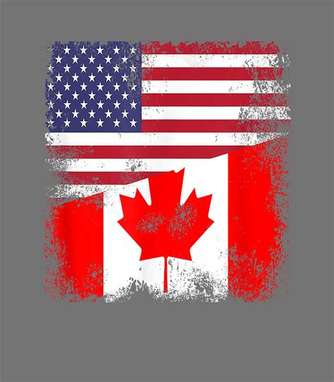 Half Canadian Flag Vintage Canada USA Digital Art by Thanh Nguyen