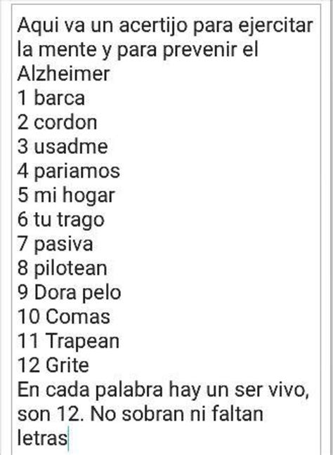 Acertijo para prevención del Alzehimer | Acertijos, Adivinanzas y acertijos, Palabras