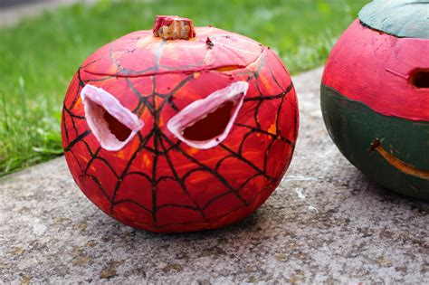 Spider Man Painted Pumpkin