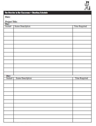 16+ Free Film Shooting Schedule Templates (PDF, Word) » Template Republic