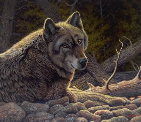 Grey Wolf Original Oil Painting / Yellowstone Wolf Original Artwork ...